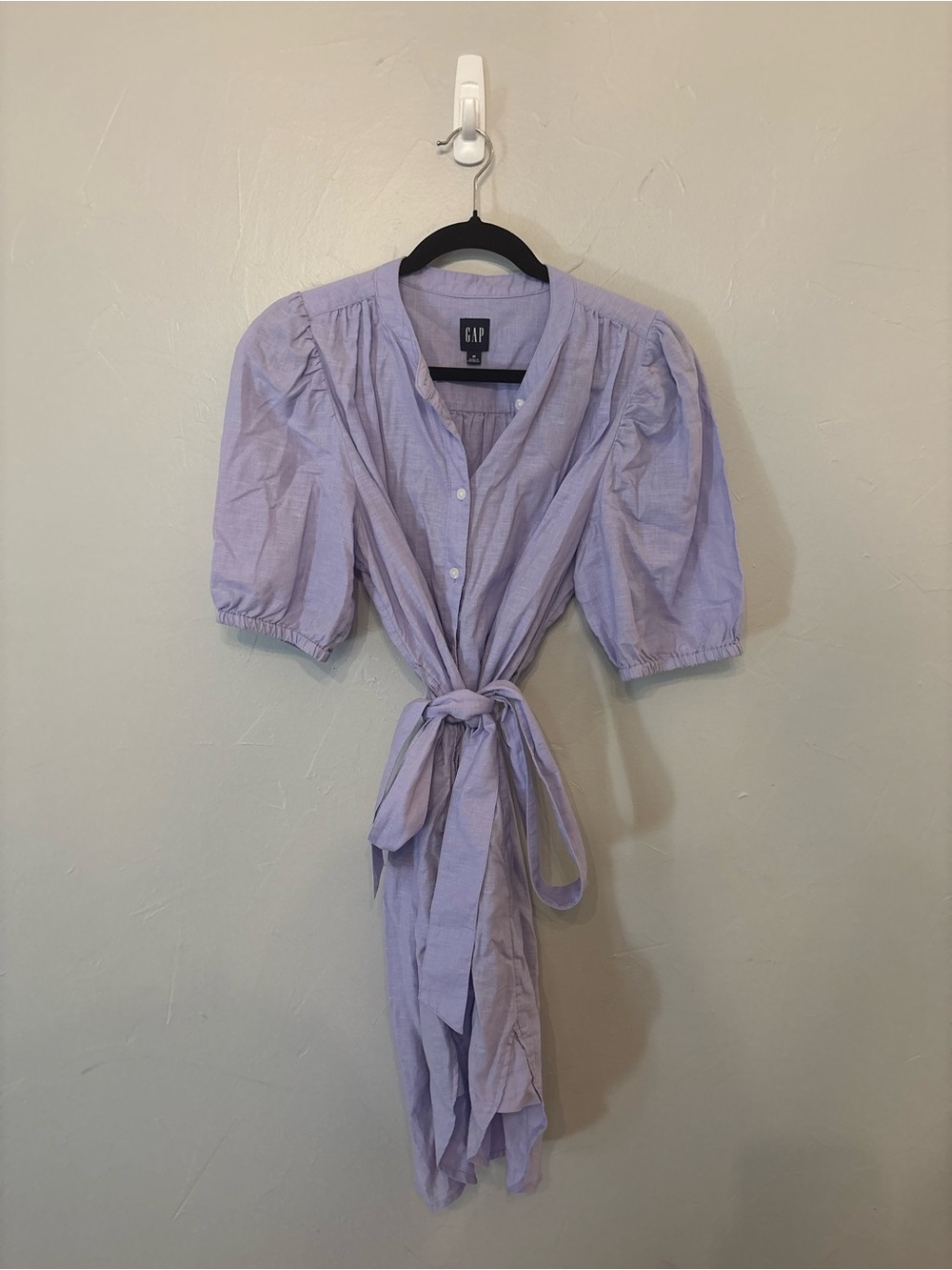 GAP Lavender Button-Front Puff Sleeve Dress - Picture 3 of 5